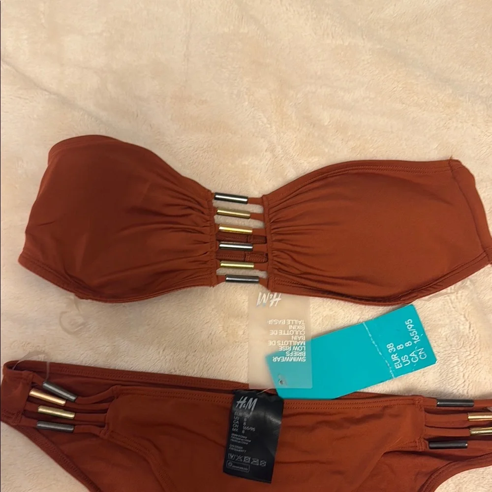 H&M Brown Bikini Cheeky Cut with Metal Accents - Picture 3 of 7